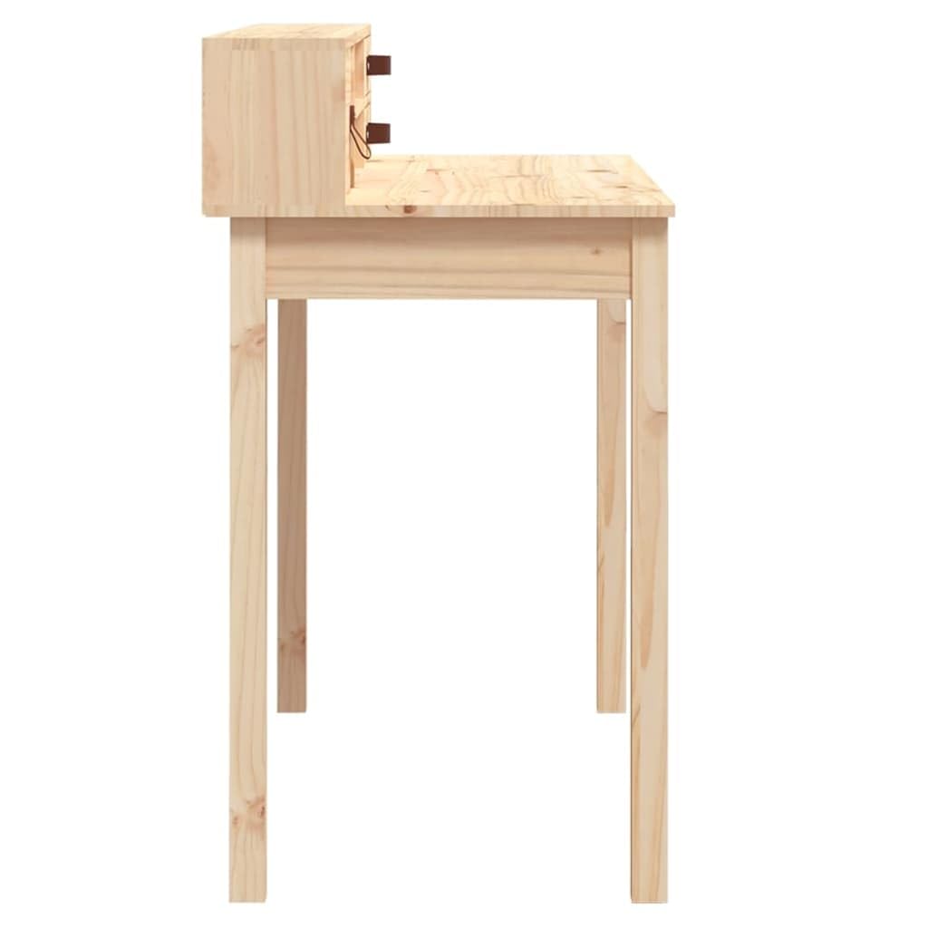 Scrivania in legno di pino massiccio, 110 x 50 x 93 cm, compatta, da ufficio, segretario per casa, ufficio, studio, con spazio di archiviazione e struttura stabile