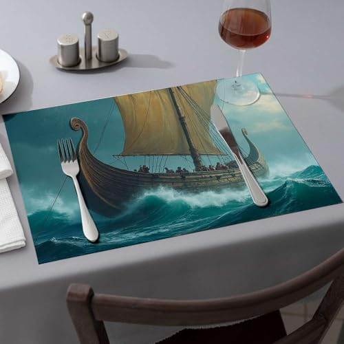 Set de table bateau viking lavable pour protéger la table des taches