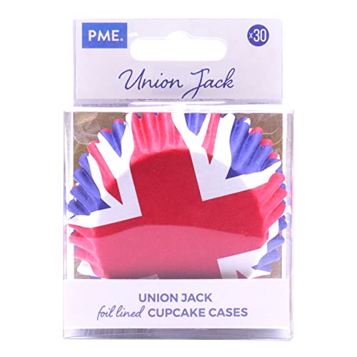 PME Union Jack Foil-Lined Cupcake Cases (Pack of 30) Red White Blue