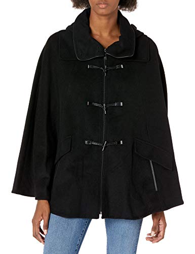 Calvin klein womens toggle front wool cape, black, s/m