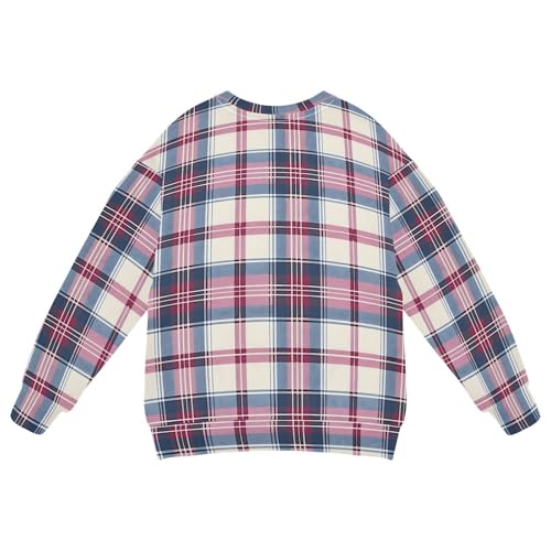 Little Boys Girls Classic Plaid Long Sleeve Crewneck Pullover Fleece Lined Kids Sweatshirt Lounge Outfits2