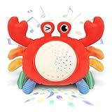 MPQMPQ Baby Sleep Soother Toys - Night Light Projector & White Noise Sound Machine, Soft Stuffed Animal Crab Musical Toys for Babies 0-6-12-18 Months Toddlers Boys Girls Christmas Gifts