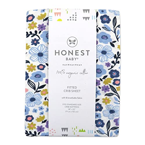 Image of HonestBaby Unisex-Baby Classics Fitted Crib Sheets Set Standard Mattress, 100% Organic Cotton Baby Boys, Girls, Neutral, 1 Pack - Rose Blossom, One Size