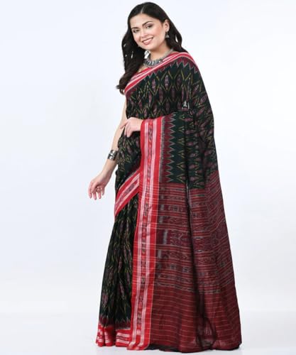 Image of Nuapatna Cotton Saree of Odisha Ikkat Orissa Traditional Handloom Sari | Bomkai | Pata | Nuapatana | sambalpuri saree | khandua patta sare | without Blouse S6