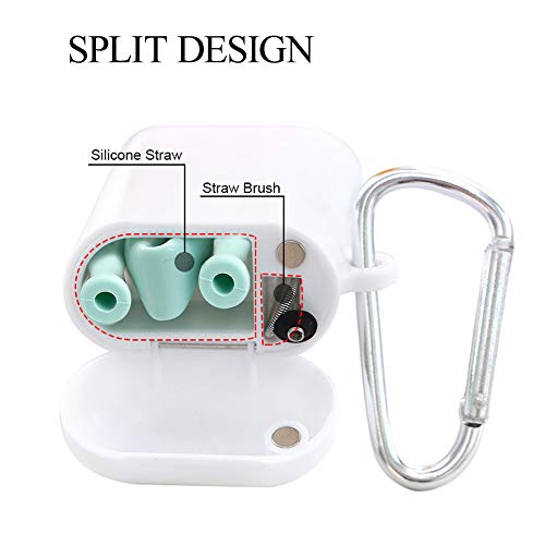 DECDEAL 2 PCS Portátil Dobrável Palhas De Silicone de Grau Alimentício Com Caneta de Armazenamento E