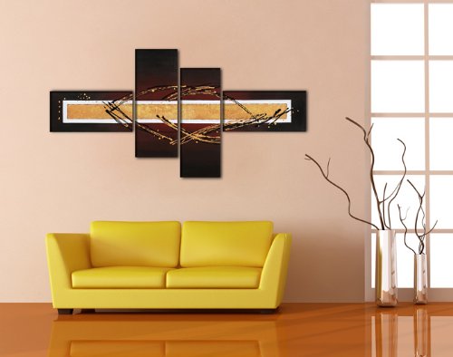 Visario Quadro su Tela Abstract 195 x 80 cm 4 Tele Modello Nr XXL 6806. I Quadri Sono montati su telai di Vero Legno. Stampa Artistica intelaiata e pronta da Appendere