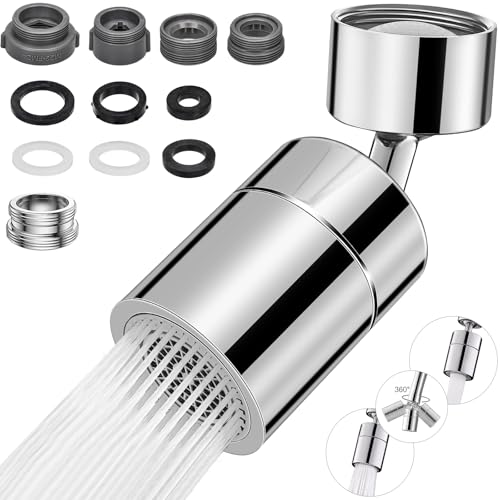 HATANSE Aireador Grifo Cocina Apto 360° Giratorio Atomizador Grifo Adaptador Grifo Cocina Con 2 Modos de Pulverización para Cocina de Baño y Machos Roscados M20 M22 M24