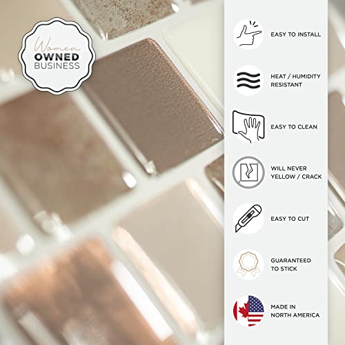 SMART TILES Peel and Stick Backsplash - 4 Sheets of 10.20" x 8.85" - 3D Adhesive Peel and Stick Tile Backsplash for Kitchen, Bathroom, Wall Tile