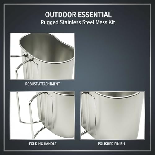 Vaso Kit de Cocina de Acero Inoxidable, Cantimplora estilo Retro para Camping al Aire Libre, Compatible con Fuego Abierto, Asa Plegable, Vaso para Hervir Agua y Bebidas, 14 x 9 x 10.5 cm miniatura 2