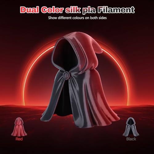 Image of 3DHoJor Silk PLA Filament 1.75mm Black Red Dual Color PLA 3D Printer Filament 2 in 1 Coextrusion 1KG Spool(2.2lbs) 3D Printing Filament Dimensional Accuracy + /- 0.03mm
