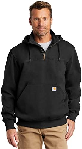 Carhartt Men's Big & Tall Rain Defender Loose Fit Heavyweight Quarter-Zip Sweatshirt, Black, X-Large Tall