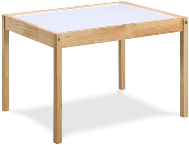 Pemberly Row 3-Piece Wood Kids Table & Chair Set, Natural Finish, Dry Erase Tabletop, Solid Wood Construction, Kid-Safety Finishes, Includes 2 Chairs, Perfect for Playroom or Creative Activities