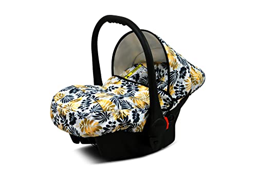 BABYLUX Miracle Kinderwagen 3 in 1 Tief Babywagen Kindersitz Autositz Rahmen aus Aluminium Multifunktionskinderwagen Funktionell Sicher 60 x 95 x 115 cm Schwarzer Rahmen Gold Leaf