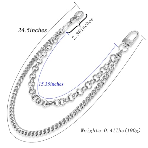 Image of Pants Chain for Men Women,Double Wallet Chain | Stainless Steel Chain for wallet,Heavy Duty Biker Pocket Chains and Jeans
