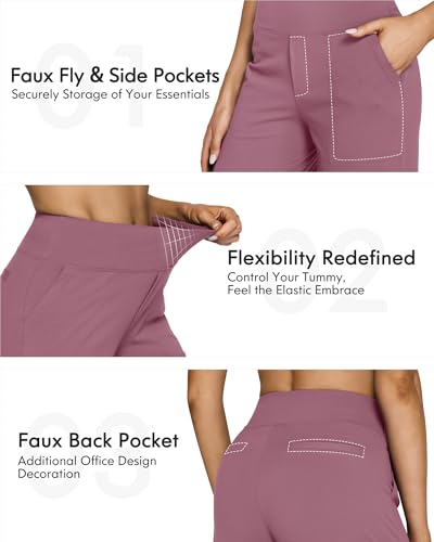 Image of G4Free EverGoing Yoga Pants Women Wide Leg Pants with Pockets High Waist Stretch Dress Casual Sweatpants Petite /Regular /Tall