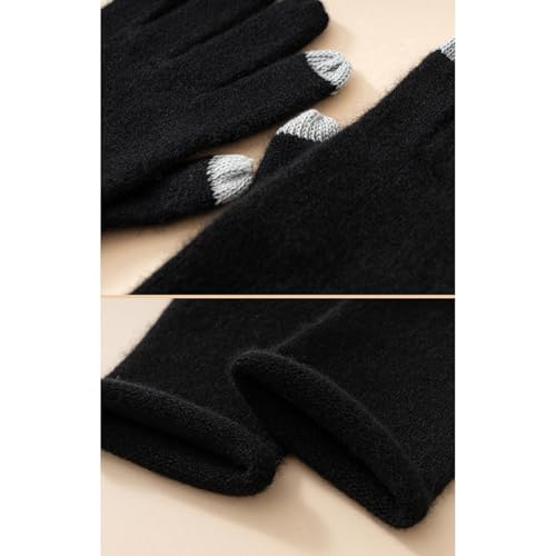 Guantes de cachemira elegantes de punto grueso para invierno térmicos 3