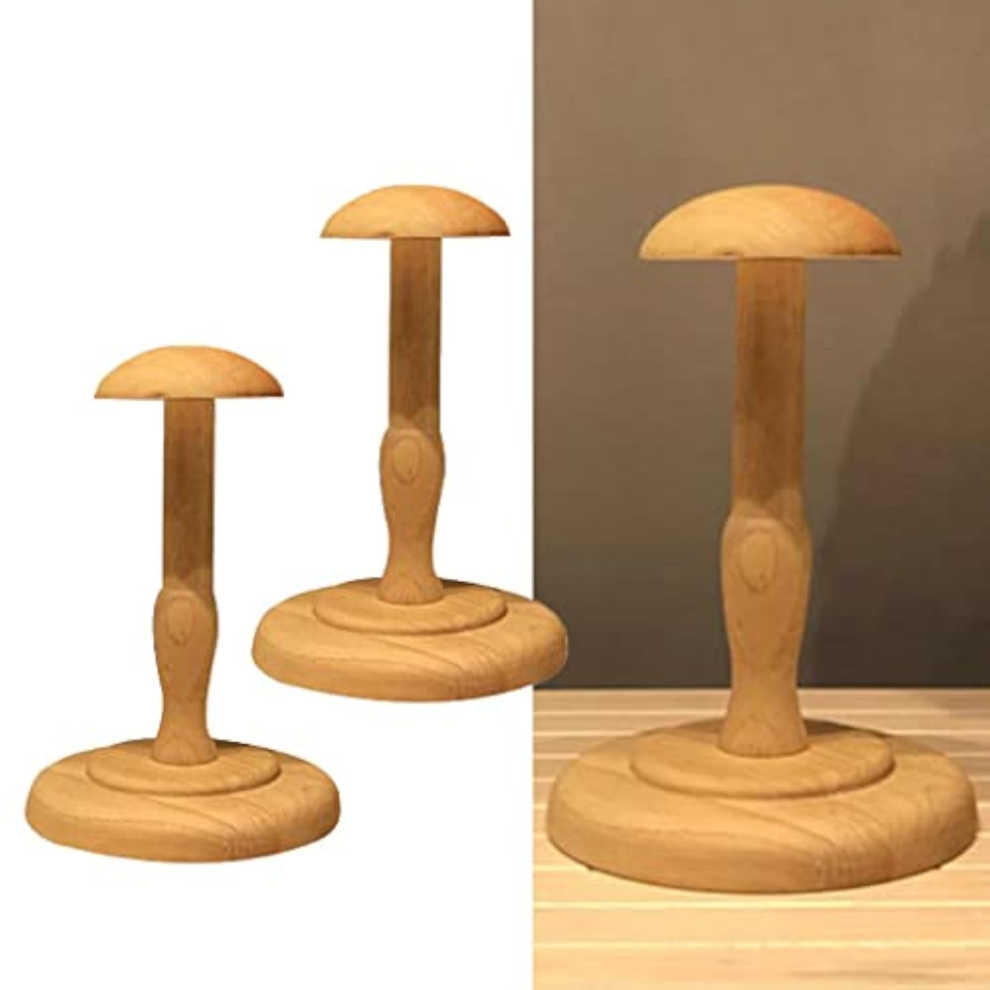 Wooden Hat Rack and Wig Holder Display Stand