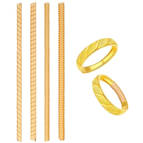 CDRPD 4 Piezas Ajustador de Anillos Invisible,Ajustador de Tamaño de Anillo,Adaptador Anillos Invisible,Ajustador Anillo,para Anillos Sueltos,4 Tamaños-Oro