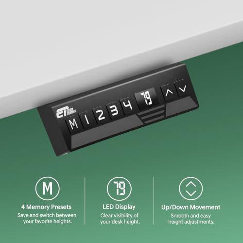 Image of V ONE Electric Standing Desk | Compact 1-Piece Top | 70Kg Weight Capacity | 3 Memory Preset | 5 Year Warranty | Built-in Cup & Headphone Holder | Home Office (White, 100 * 60 CM)