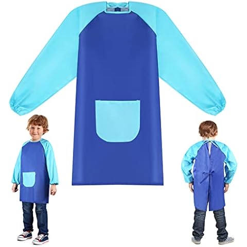 DirkFigge Children's Painting Apron Children 7-11 Years Craft Apron Child for Girls / Boys Ink Coat with Pockets for School Art Painting, Laboratory Activity, Cooking, Painting, Crafts Cover
