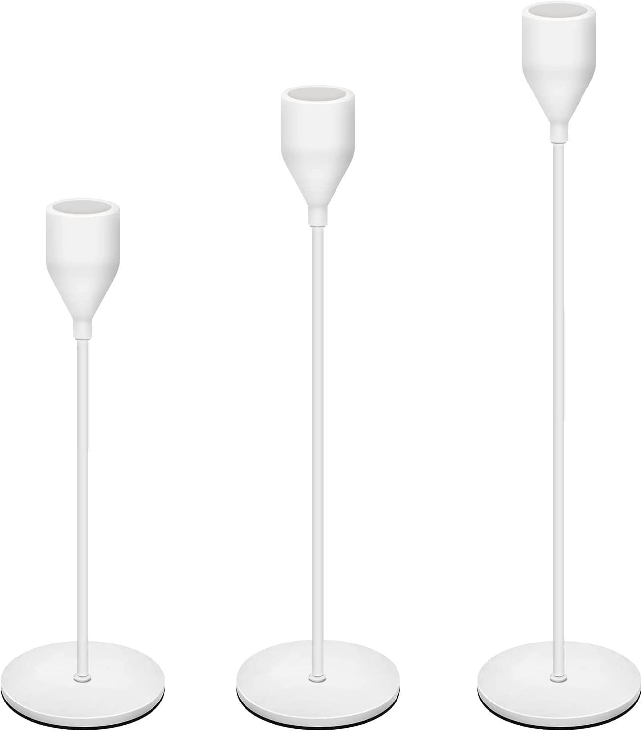 SIHIYA LIFESet of 3 White Taper Candlestick Holders | elegant decorative candlestick holders for Mantle, Events, Party, Candlelit Dinners,Get togethers,Wedding,Parties,Gifting