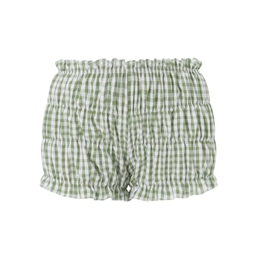 Image of Women Y2k Gingham Boxer Shorts Plaid Striped Cute Mini Bloomers Elastic Waist Loose Fit Summer Shorts