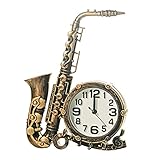 Artibetter Saxophone Shaped Alarm Clock, Retro Alarm Clock Delicate Decorative Clock Bedside Desktop Clock Creative Gift for Home Decoration and Bedroom 1pc (Random Color, Without Battery)