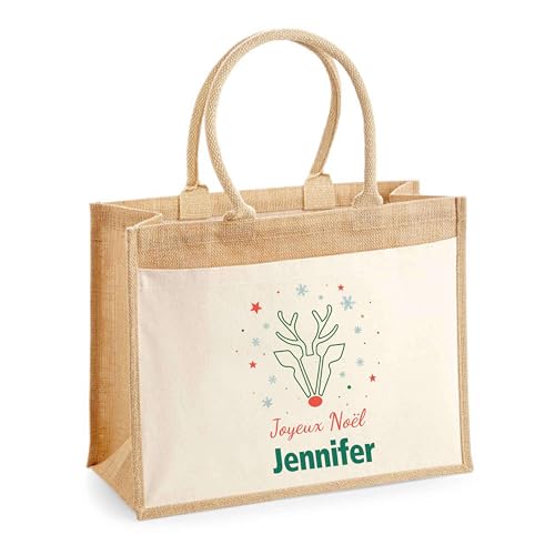 Sac shopping Secret Santa insolite Planetee Joyeux Noël Jennifer Cerf en toile