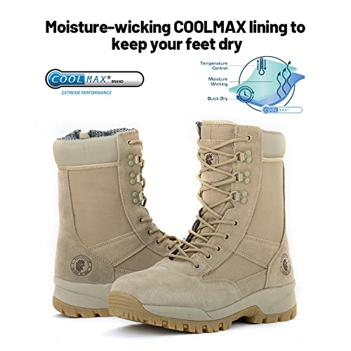 Rockrooster Vega Zipper Military Tactical Boots For Men, 8 Inch Soft Toe Leather Boots, Anti-Fatigue Tech, Ykk Side Zip, Lightweight Breathable (Ab5318 Us 8) #TOP2