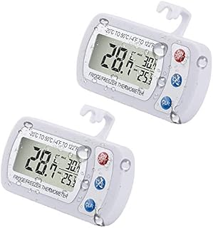 Upgraded 2-Pack Digital Refrigerator Thermometer, IPX3 Waterproof Wireless Freezer Room Temperature Monitor