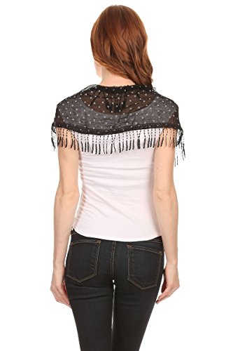 AN Lace Scarf Womens Vintage Flower Dressy Shawl Lightweight Stole Tassel Fringe3