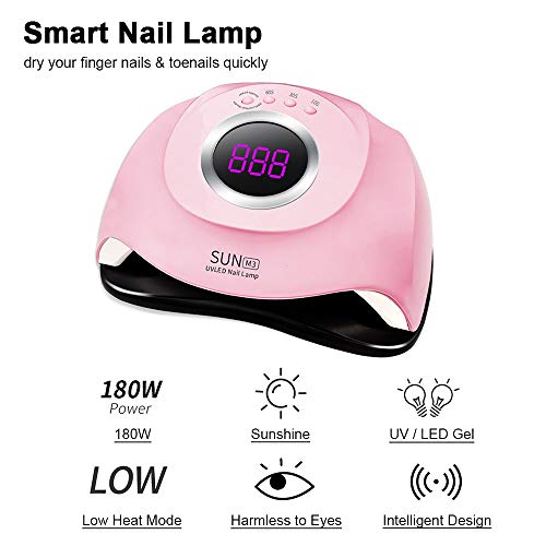 KKmoon Lâmpada de unha LED UV inteligente Secador de esmaltes com 3 temporizadores Luzes LED de 45 u