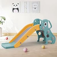 FUKEA Kids Slide, Child's Freestanding Slide with Climbing Frame for Toddlers Age 1-6, Indoor Outdoor Garden Baby Slide(Green Dog)