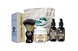 Sandalwood Shaving Kits For Men - Includes Shaving Butter, Pre Shave Oil, Aftershave Balm & Shaving Brush, Shaving Kit For Sensitive Skin - Gifts For Him