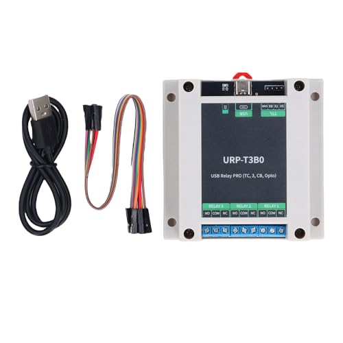 CHEOTIME Módulo de relé USB, Controlador USB de 3 Canales 5V con Chip GD32F103C8T6, Interfaz Serie TTL, Indicadores LED, Carcasa AB para proyectos de automatización de PC