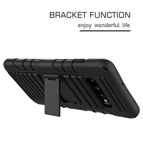 Samsung Galaxy S10 Case With Cross Body Strap And Stand, 2 In 1 Shockproof Hybrid Hard Pc & Soft Rubber, Crossbody Lanyard Perfect For Go Outside And Kid Elderly,Black #TOP1