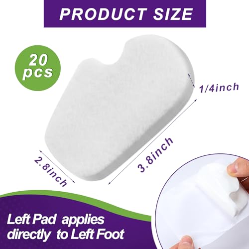 Image of Cutecrop 20 Pcs Sesamoiditis Pads, 1 /4 inch Thick Dancers Pads for Ball of Feet Pain Thick Adhesive Skived Felt Callus Sesamoiditis Relief Forefoot Cushion Pad Ball of Feet Pain(White,Left)