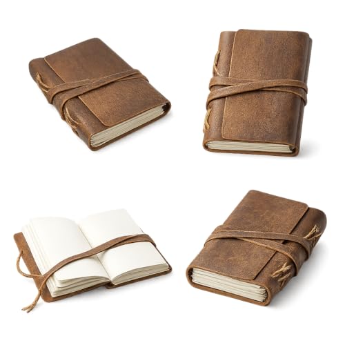 Image of Leather Journal 5X7 for Men & Women, Vintage Handmade Notebook with 240 Pages, Unlined Writing Diary, Travel Scrapbook, Sketchbook, Planner & Gift Idea