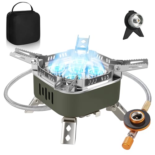 Réchaud Camping 6800 W Coupe-vent – Mini Pliable Avec Allumage Piézo – Pour Randonnée, Trekking, Pique-nique