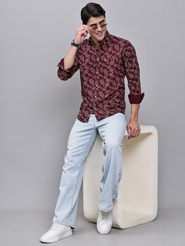 Image of Majestic Man Pure Cotton Slim Fit Printed Casual Shirt for Men