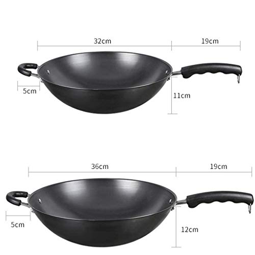 Wok de hierro fundido 32 cm con mango de madera miniatura 3