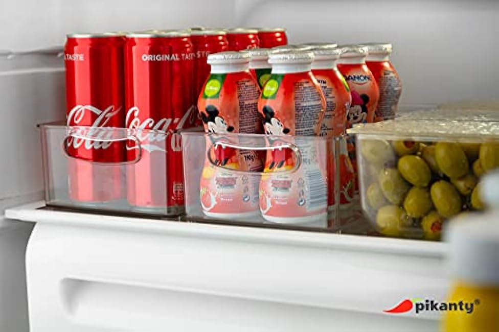 15-Inch Refrigerator Organizer Bin with Handles - Clear Plastic Storage for Fridge, Pantry, or Countertop - Dishwasher Safe - Made in the USA