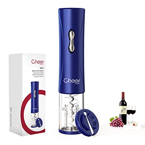 CHEER MODA, abridor de Botellas de Vino eléctrico, abridor de Vino a batería 4A con Cortador de Aluminio, batería inalámbrica no incluida (Azul)