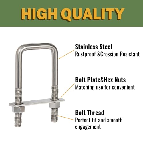 Image of LIONMAX U Bolts 2 Inch Wide, 5 Pack, 1 /2 inch D x 2-1 /16 inch W x 4-3 /4 inch L, M12