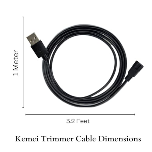 Image of Upix USB Kemei Trimmer Charging Cable 1 Meter (3.2 Feet), Compatible Only for Kemei Trimmer, Shavers, Body Groomers (Match Cable Port Before Ordering, Check Images) (Works with 5V USB Adapter Only)
