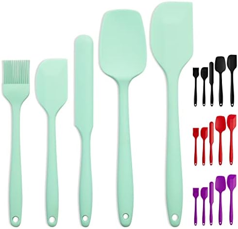 Silicone Spatula Set, Heat Resistant Kitchen Spatulas for Non-Stick Cooking and Baking, Seamless One Piece Design, Flexible Spatula, Dishwasher Safe, Rubber Spatula Set of 5