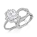 Jeulia 2 PC Interchangeable Engagement Ring Set for Women; 925 Sterling Silver Twisted Radiant Cut Diamond Wedding Ring Set CZ Anniversary Promise Rings for Her with Jewelry Gift Box (White Diamond, 6)
