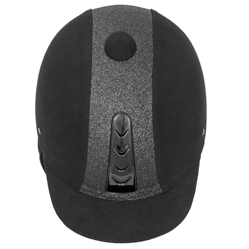 Start Sport+ Reithelm Kinder Mädchen, Reithelme für Kinder, Reitkappe Mädchen, Reiterhelm Damen, Reitkappe mit Be- und Entlüftungssystem, Pferde Helm für Kinder (Schwarz/Glänzend/Lack, L)