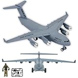 OTONOPI 8.3 Inches Diecast Plane Model Airplane with Army Man Pull Back and Let Go C17 6289 Alloy Transportation Aircraft Military Airbus with Lights and Sounds Toy Gift for Boys and Girls Age 3+