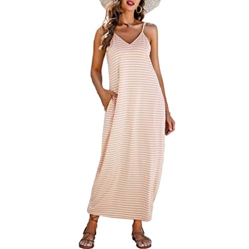 Marvmys Womens Cotton Long Nightgowns Spaghetti Strap V Neck Full Slip Sleep Shirts with Pockets Army Green Small